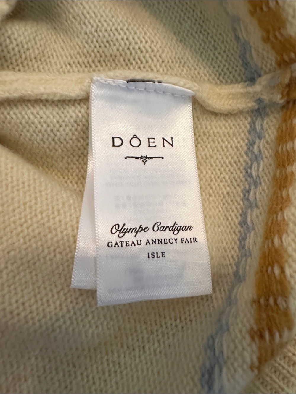 NWT DĂEN Olympe Cardigan S Gateau Annecy Fair Isle Wool Cashmere Ivory - Picture 12 of 13